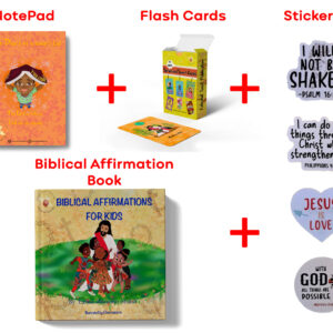 Biblical Affirmations For Kids + Scriptural Smart Cards +Notepad +Sticker(4in1)